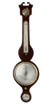 Late 18th/early 19th Century mahogany wheel barometer by F. Amadho and Son, swan neck cresting,