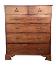 George III mahogany chest of drawers, two short over four long graduated drawers and later bracket