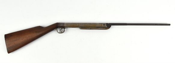 "Tell" type air rifle with steel body and wooden stock, unmarked, 102cm long