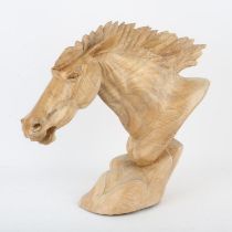 Carved wood model of a horse head, 20th Century, 40cm high