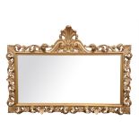 Rectangular giltwood mirror, with foliate and scrolling frame to plain mirror plate, H110 x W151cms