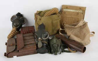 Gasmasks, ammunition pouch, webbing and other items (qty)