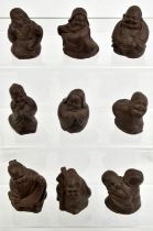 A set of nine small Yixing figures, possibly by the potter Zhao-Hong Sheng [9] Provenance: The