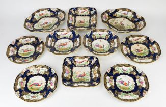 A Booths/Spode pottery part dinner/dessert service, decorated in the manner of Worcester,