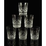 Part suite of Waterford "Lismore" table glass comprising 11 sherry glasses 13cm, 6 port glasses 10.