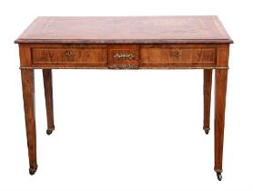 Victorian walnut centre table, circa 1890, inlaid with burr walnut, kingwood banding and stringing,