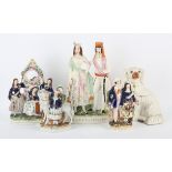 Quantity of Staffordshire pottery, to include a watch holder, moulded with three highland lasses,
