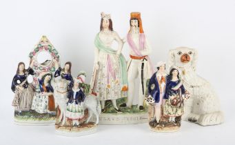 Quantity of Staffordshire pottery, to include a watch holder, moulded with three highland lasses,