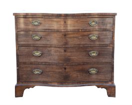 George III mahogany serpentine chest of drawers, with stringing to edges, the four long graduated