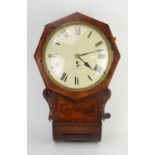 Mahogany wall clock, 19th Century, with painted dial with Roman numeral chapter ring,