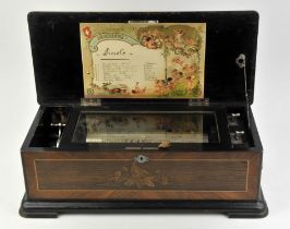 Piccolo musical box by Mermod Frères No. 31653, playing eight airs on an 11" cylinder ,