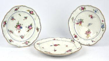 Pair of French porcelain plates, 18th Century, the porcelain probably Sevres, both with incised