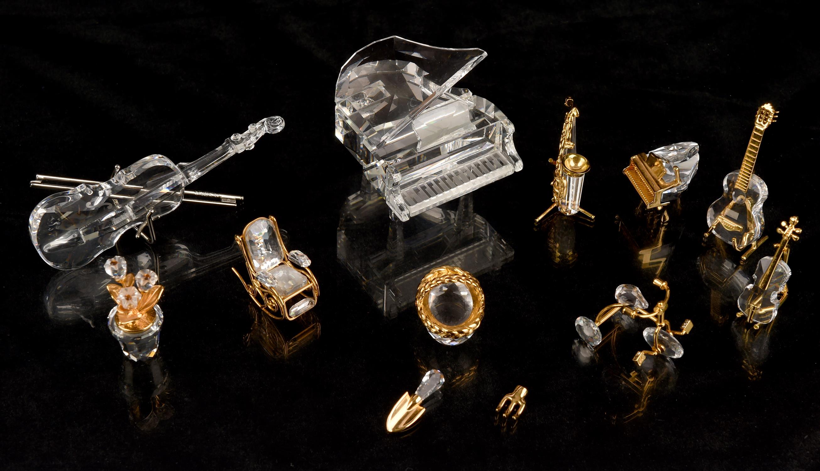 Swarovski crystal glass, a selection of eight memories gold models (9460) including violin, - Image 3 of 3
