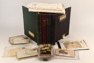 Great Britain Postal History in albums(4) plus loose, old auction folders including sept 1840 1d
