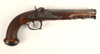 Early 19th century French percussion pistol with octagonal barrel, signed Lacaille avec a Blois,