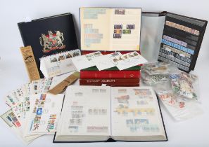 Great Britain stamps in Davo printed album plus 8 stock books quantities of mint and used.