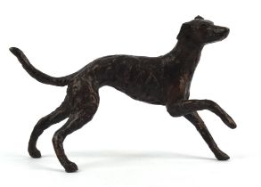 Jill Tweed patinated bronze figure of a dog, signed, 27cm x 17cm