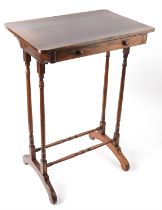 Late 19th century early 20th century rosewood occasional table with central drawer,