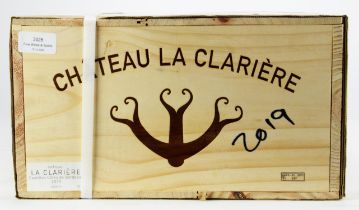 Bordeaux wines, Chateau La Clariere 2019, (12 bottles) Note: This wine has been supplied by