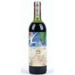 Bordeaux wine, Chateau Mouton Rothschild 1982, label design by John Huston, one bottle,