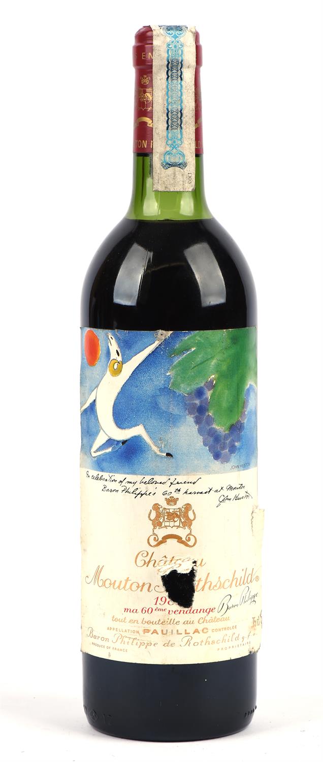 Bordeaux wine, Chateau Mouton Rothschild 1982, label design by John Huston, one bottle,