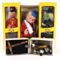 Five boxed Pelham Puppets, to include Fritzi (SS7), Wicked Witch (SS10), King (SL22),