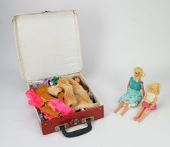 1969 Mattel Barbie and Skipper in original "Boutique" case with various outfits and accessories