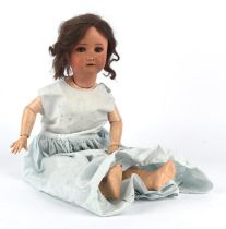 Bisque head doll marked 'AH, Germany 7 7/2'. With sleeping eyes, open mouth with teeth,
