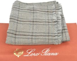 ADDENDUM LOT - LORO PIANA A grey and brown unisex large fine cashmere scarf/pashmina/shawl in