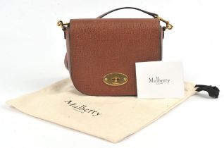 MULBERRY small DARLEY satchel handbag in grained oak coloured leather with gold coloured hardware