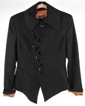 JEAN PAUL GAULTIERE Femme ladies black tuxedo jacket with cut-out detail and bonze silk lining with