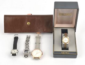Seiko a Ladies reference 7N83-0081 stainless steel and gold plated wristwatch, the signed dial with
