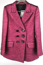 MARC JACOBS pink lurex ladies double breasted tuxedo evening jacket with statement buttons and hip