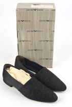 ADDENDUM LOT - EMPORIO ARMANI ladies boxed with dust -bag black silk evening party shoes/slippers