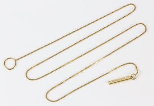 A Gucci necklace and earrings set, including a box link lariat necklace, 54cm in length, in 18 ct,