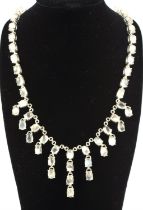 Moonstone fringe necklace, set with oval cabochon cut moonstones, designed as a moonstone necklace