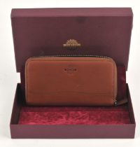 PURDEY (The Gunmakers) boxed and in velvet wrap fine quality Audley tan leather bi-fold ladies