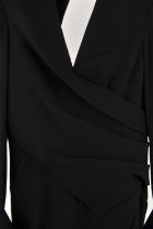 DONNA KARAN smart black wool cocktail evening dress with cut-out back and exaggerated cuffs Fits UK