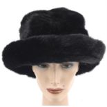 PHILIP SOMERVILLE black faux mink ladies après -ski hat. Medium size
