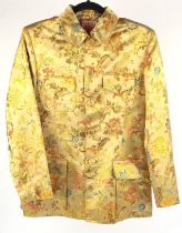 CHINA BONNIE TCHIEN NY ladies gold embroidered and embellished jacket with patch pockets and red