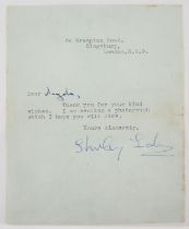 James Bond - Shirley Eaton hand signed and addressed letter, her appearance as Bond Girl Jill