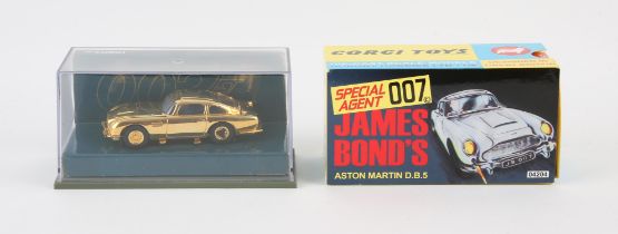 James Bond - Two Cars by Corgi, one boxed, including the Aston Martin DB5 & gold DB5.