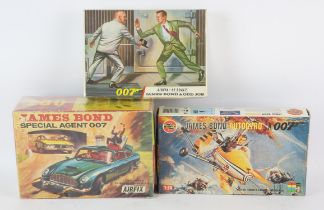 James Bond - Three Airfix kits, Bond and Odd Job with contents, the other just boxes and