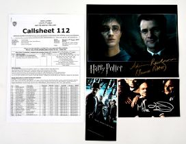 Harry Potter - Various items. Consisting a four page Call Sheet for The Deathly Hallows dated 10th
