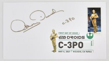 Star Wars - Anthony Daniels (C-3PO) Signed first day cover from 2021, 9 x 17 cm.  Provenance: