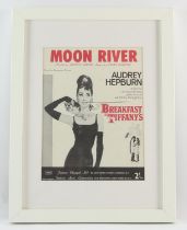 Breakfast at Tiffany's - Original sheet music for 'Moon River' showing Audrey Hepburn on the front,