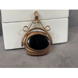 Vintage 9ct Rose Gold Three Stone Spinning Fob Pendant/Charm - weighing 16.69 grams
