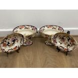 Pair of mason’s ironstone mandalay pattern oval shaped serving dishes and a pair of pekin bowls