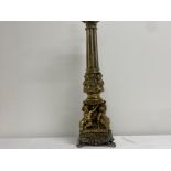 Vintage brass metal column & cherub lamp based tabs lamp - height 62cm