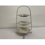 Vintage three tier cake stand by northern gold smiths Newcastle upon tyne